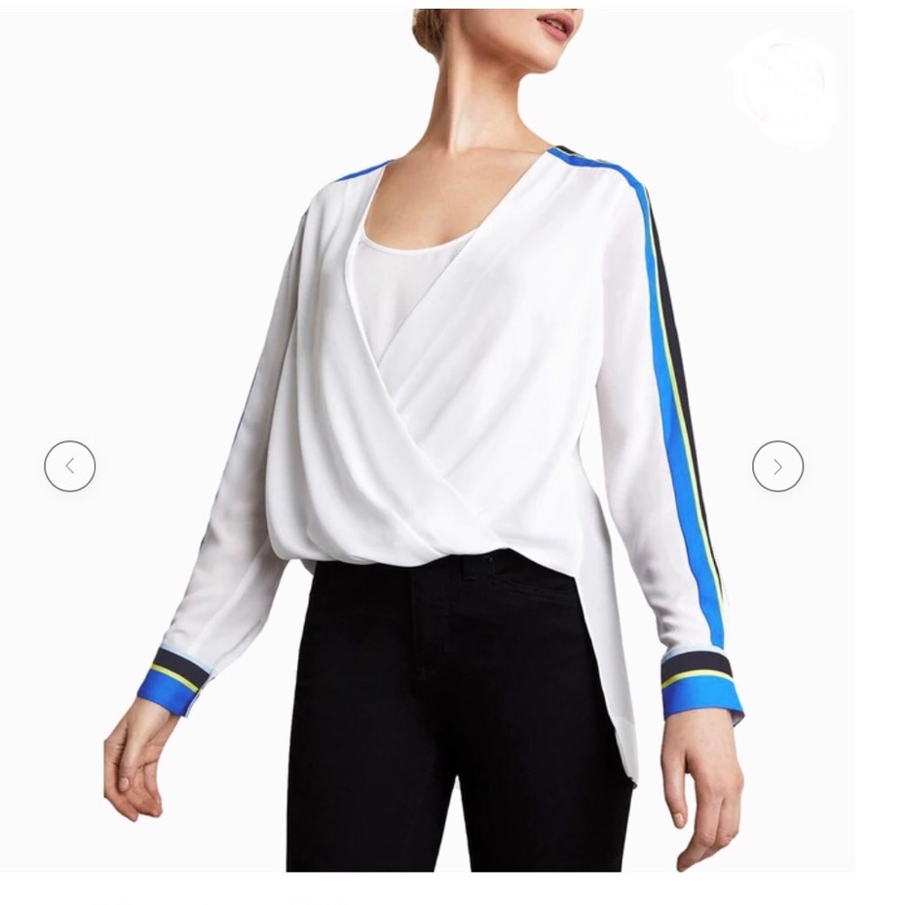 BCBGMAXAZRIA Seraphina Striped Surplice Blouse, Size Small